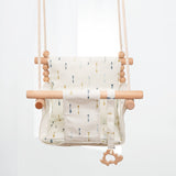 Cotton Canvas Baby Swing Chair Hanging Swing Indoor Outdoor Safety Baby Children's Toy Wooden Seat With Cushion Baby Room Decor